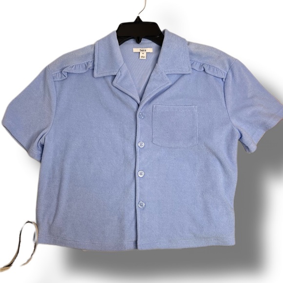 Retro Terry Cloth Blue Short Sleeve Top by Bar III New with Tags - Picture 2 of 9